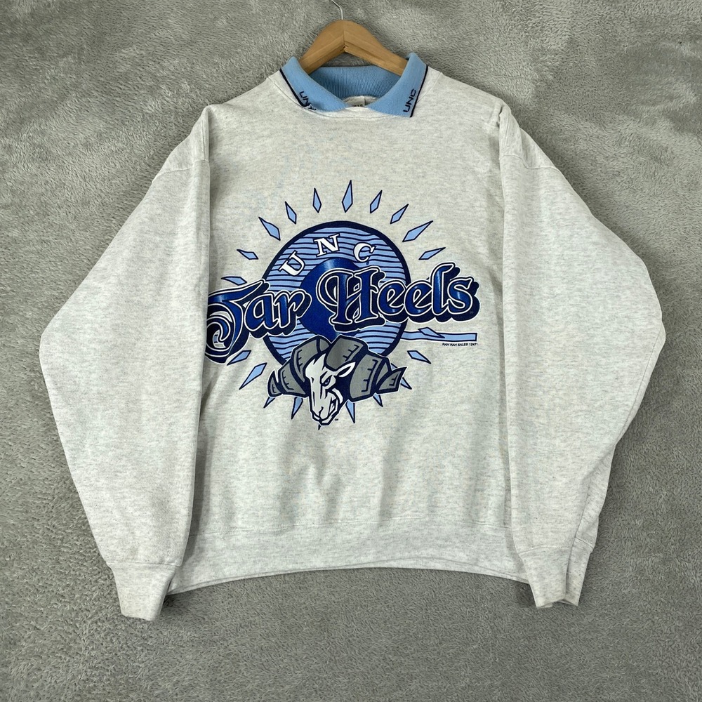UNC Tar Heels Sweatshirt Mens XL Gray Vintage NCAA Rameses Rah Rah Sales USA